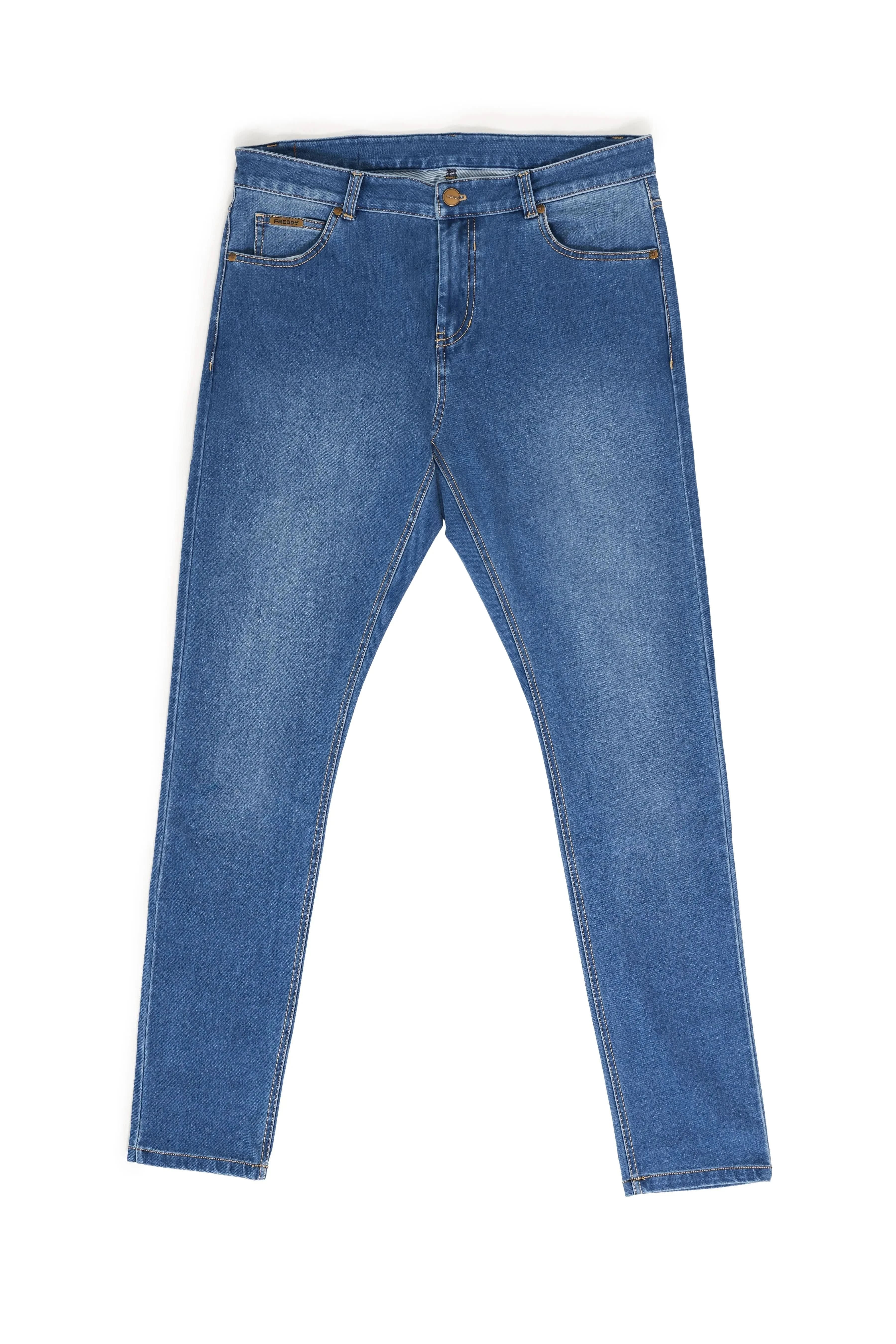 Freddy Men’s Jeans - Coastal Blue with Beige Stitching - Image 10