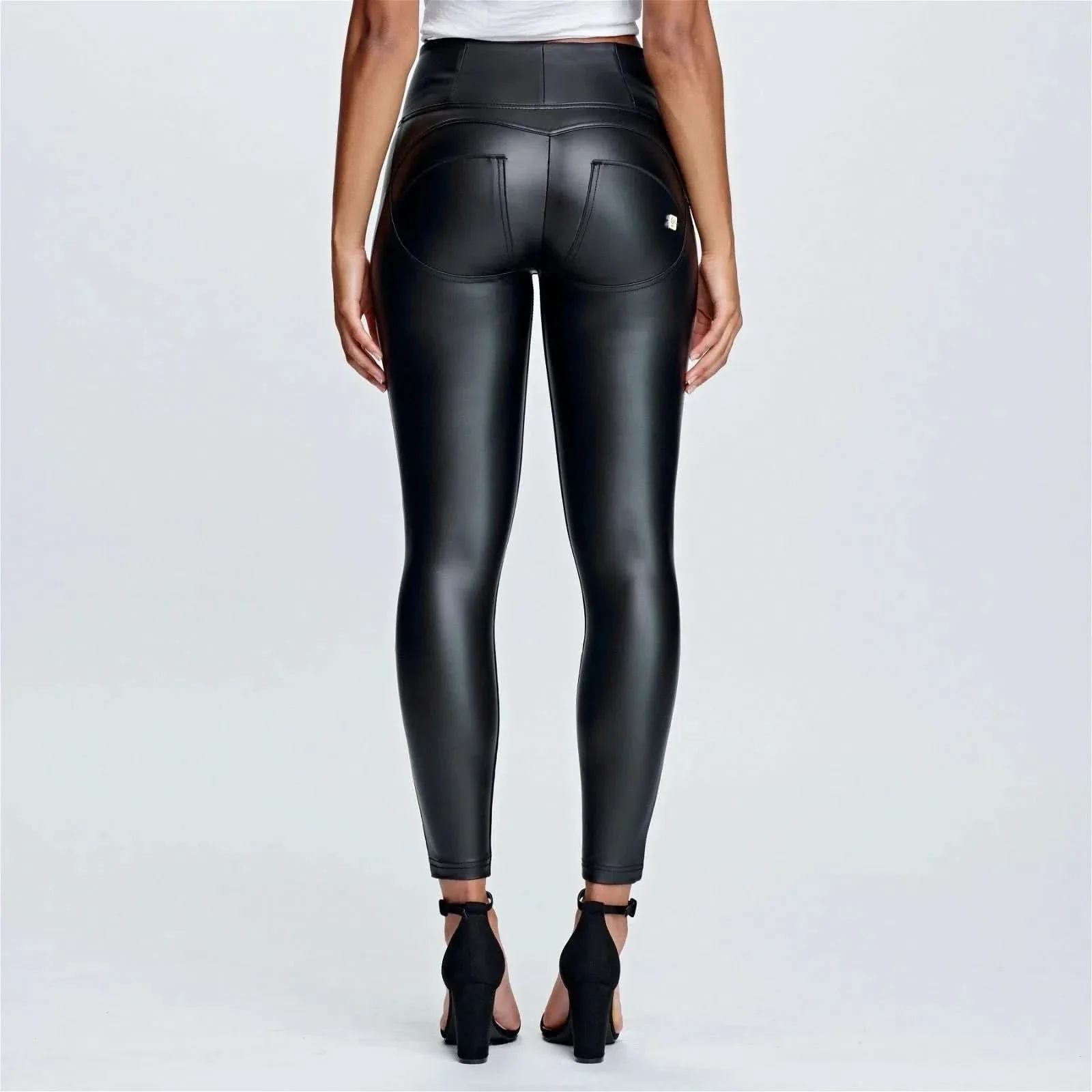 WRUP Faux Leather - High Waisted - 7/8 Length - Black - Image 5
