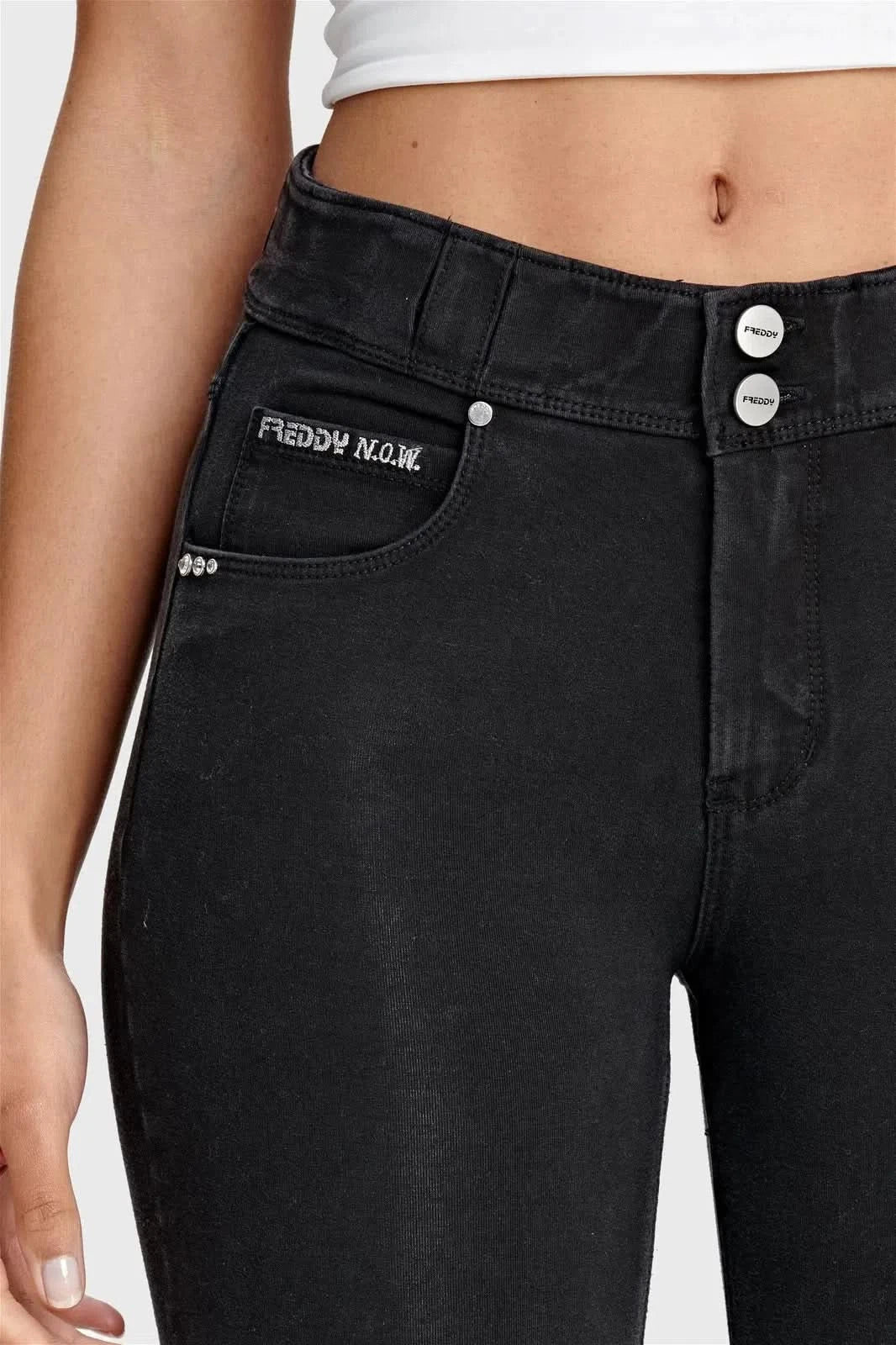 N.O.W® Denim - High Waisted - Full Length - Black + Black Stitching - Image 10
