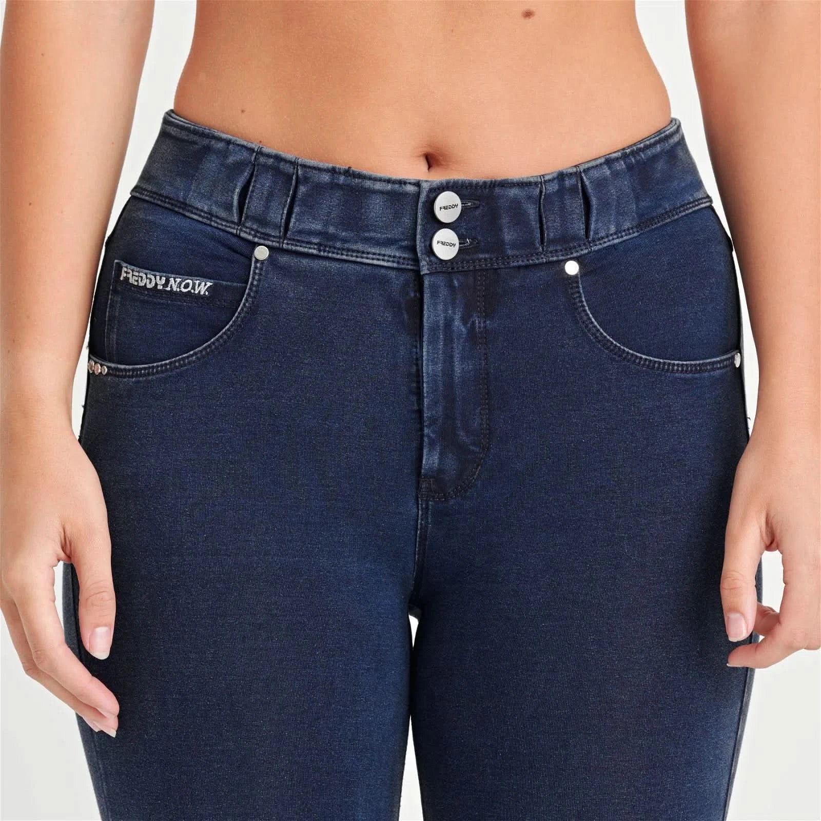 N.O.W® Denim - High Waisted - Full Length - Dark Blue + Blue Stitching - Image 5