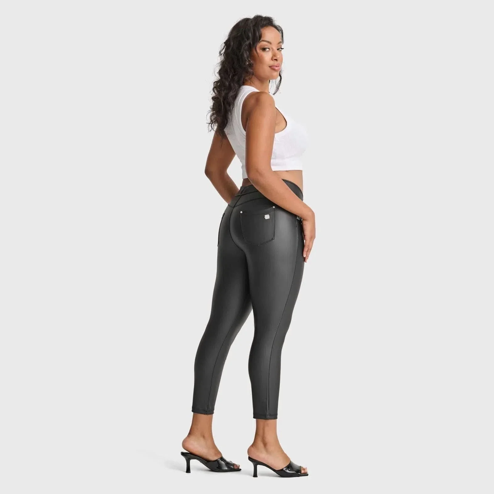 N.O.W® Faux Leather - High Waisted - 7/8 Length - Black - Image 3