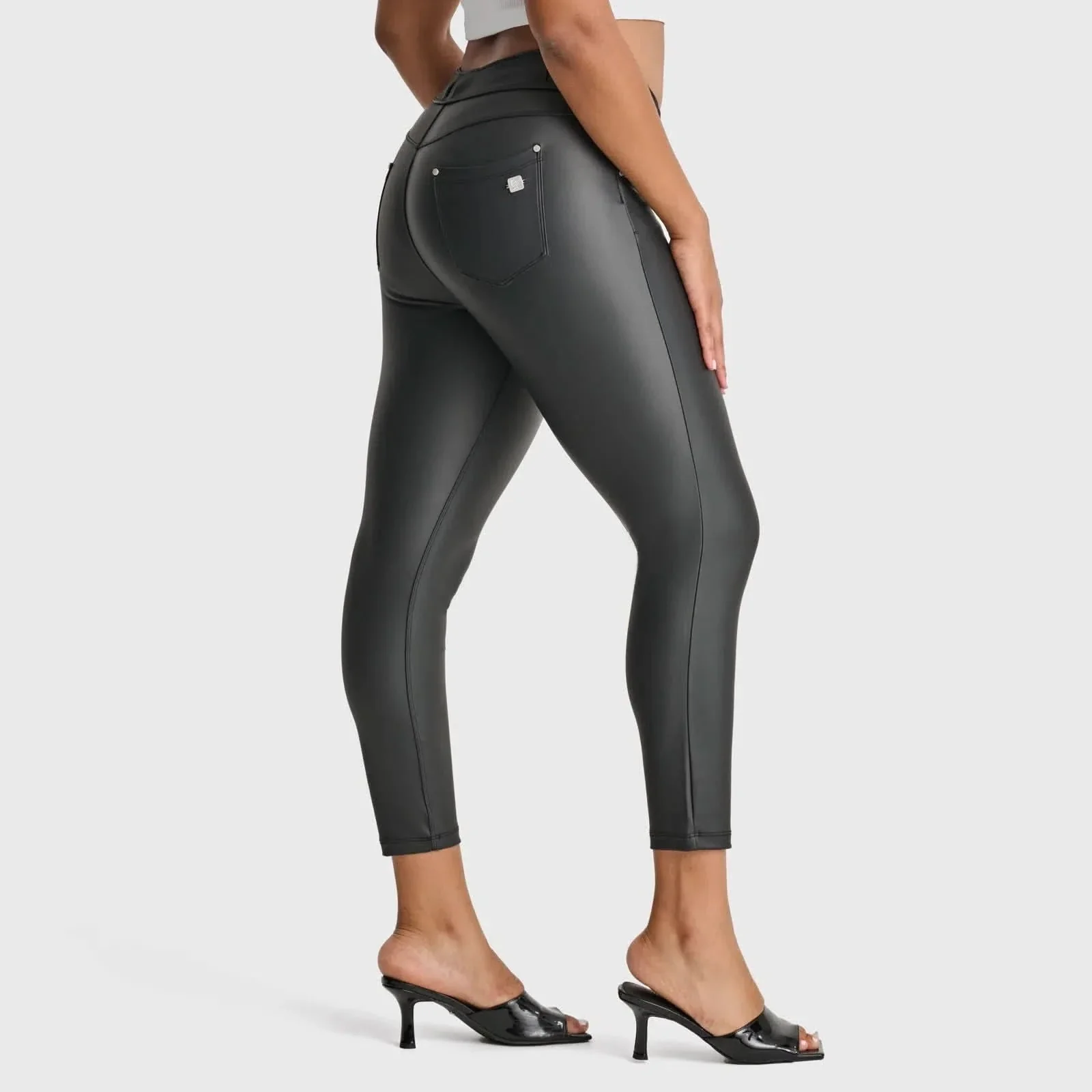 N.O.W® Faux Leather - High Waisted - 7/8 Length - Black - Image 6