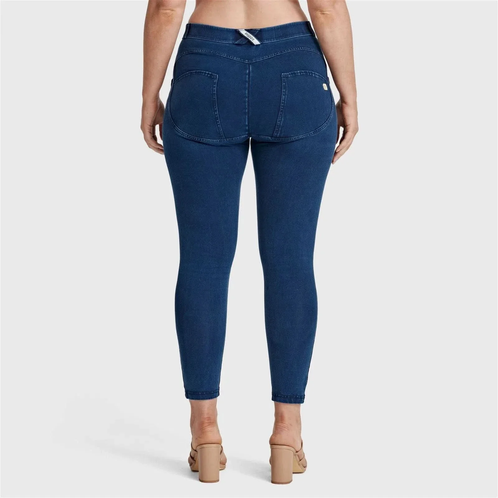 WRUP Curvy Denim - High Waisted - 7/8 Length - Blue + Blue Stitching - Image 6
