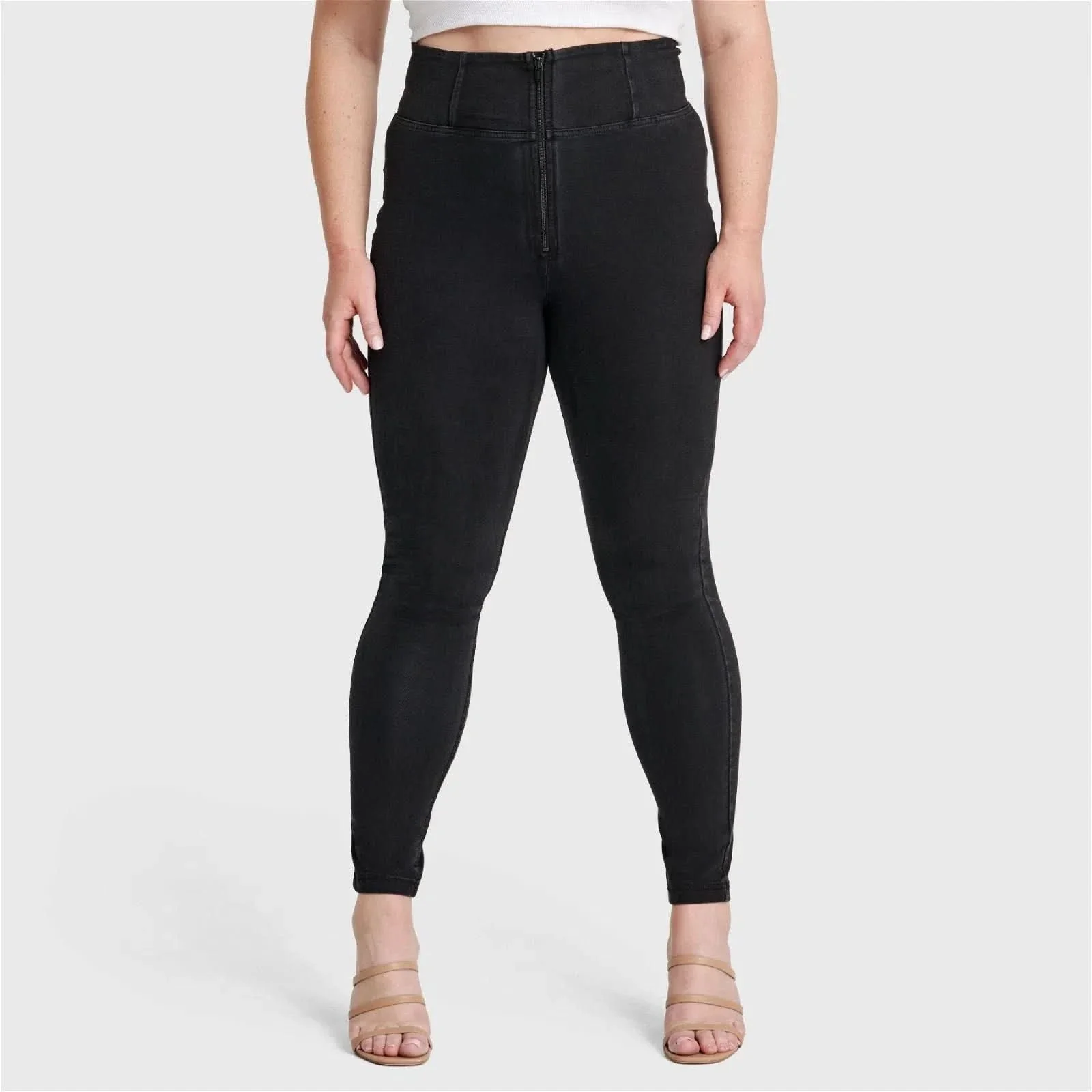 WRUP Curvy Denim - Zip High Waisted - Full Length - Black + Black Stitching - Image 8