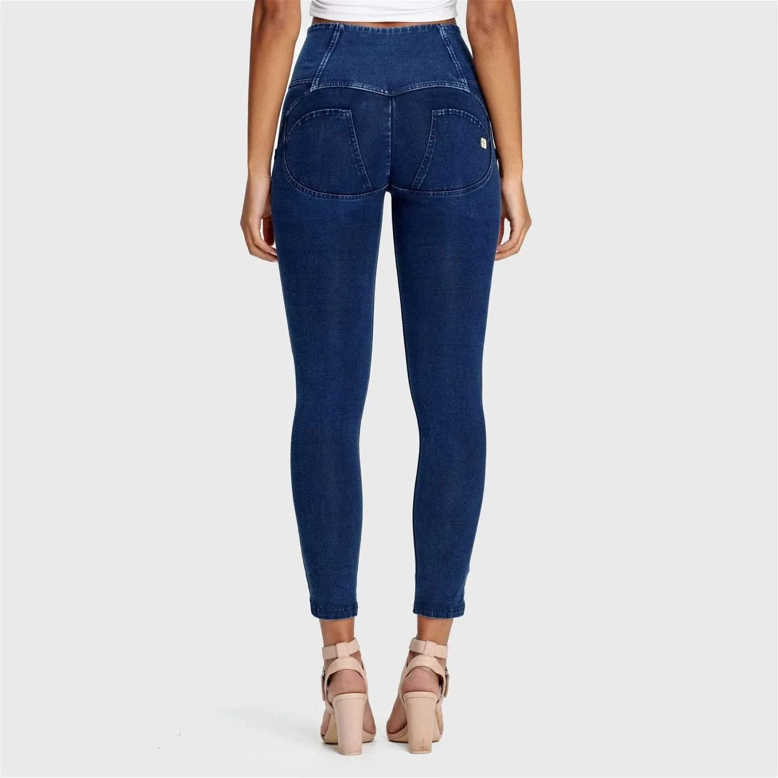 WRUP Denim - 3 Button High Waisted - 7/8 Length - Dark Blue + Blue Stitching - Image 8
