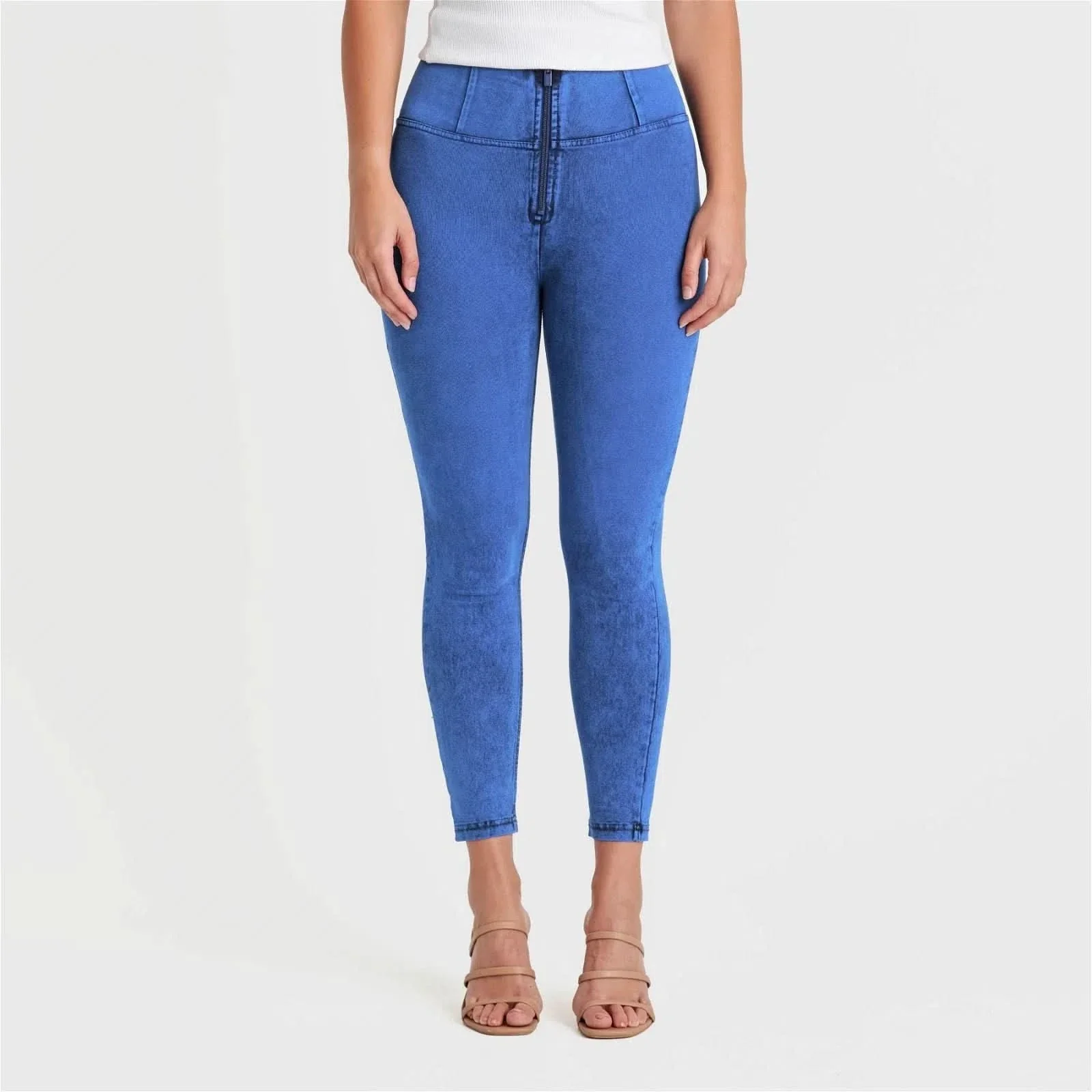 WRUP Denim - High Waisted - 7/8 Length - Cobalt Blue + Blue Stitching - Image 5
