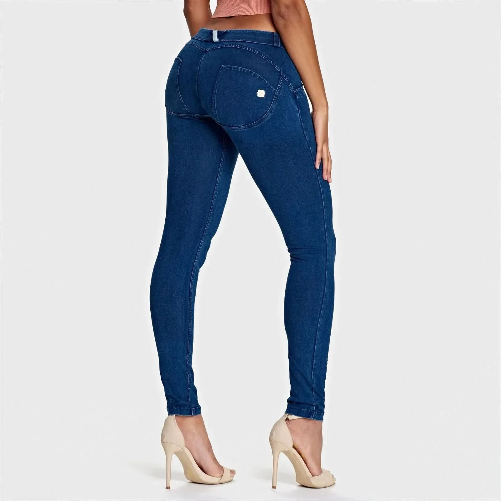 WRUP Denim - Low Rise - Full Length - Dark Blue + Blue Stitching - Image 2