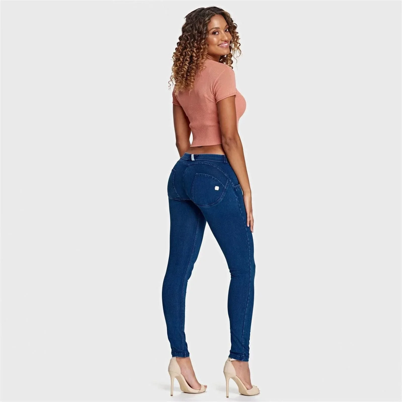 WRUP Denim - Low Rise - Full Length - Dark Blue + Blue Stitching - Image 7