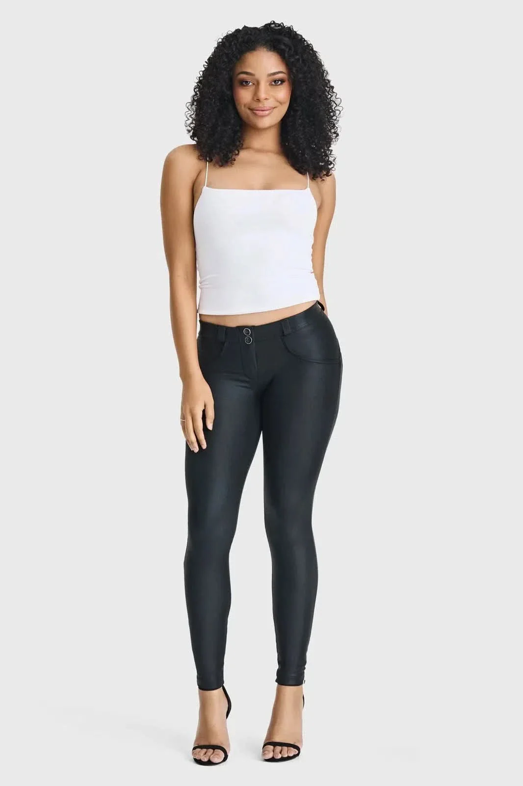 WRUP Luxe Shimmer Pants - Mid Rise - Full Length - Black - Image 3