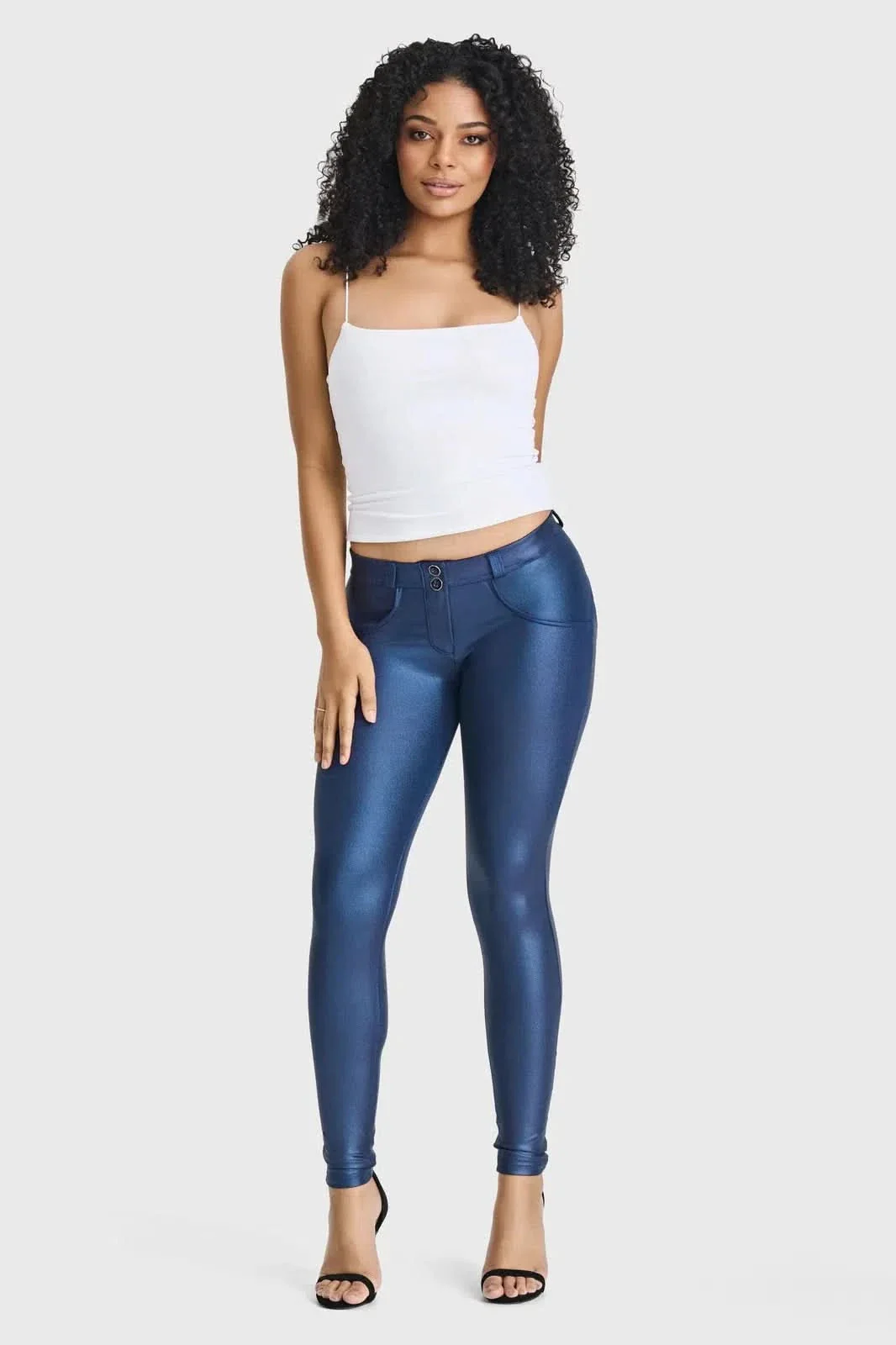 WRUP Luxe Shimmer Pants - Mid Rise - Full Length - Navy Blue - Image 3