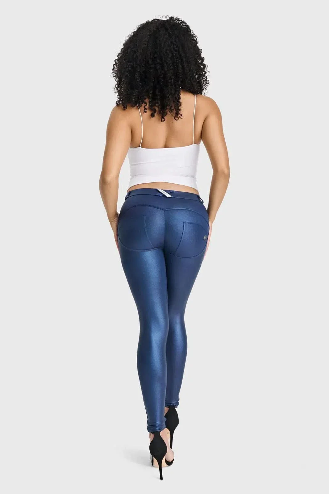 WRUP Luxe Shimmer Pants - Mid Rise - Full Length - Navy Blue - Image 4