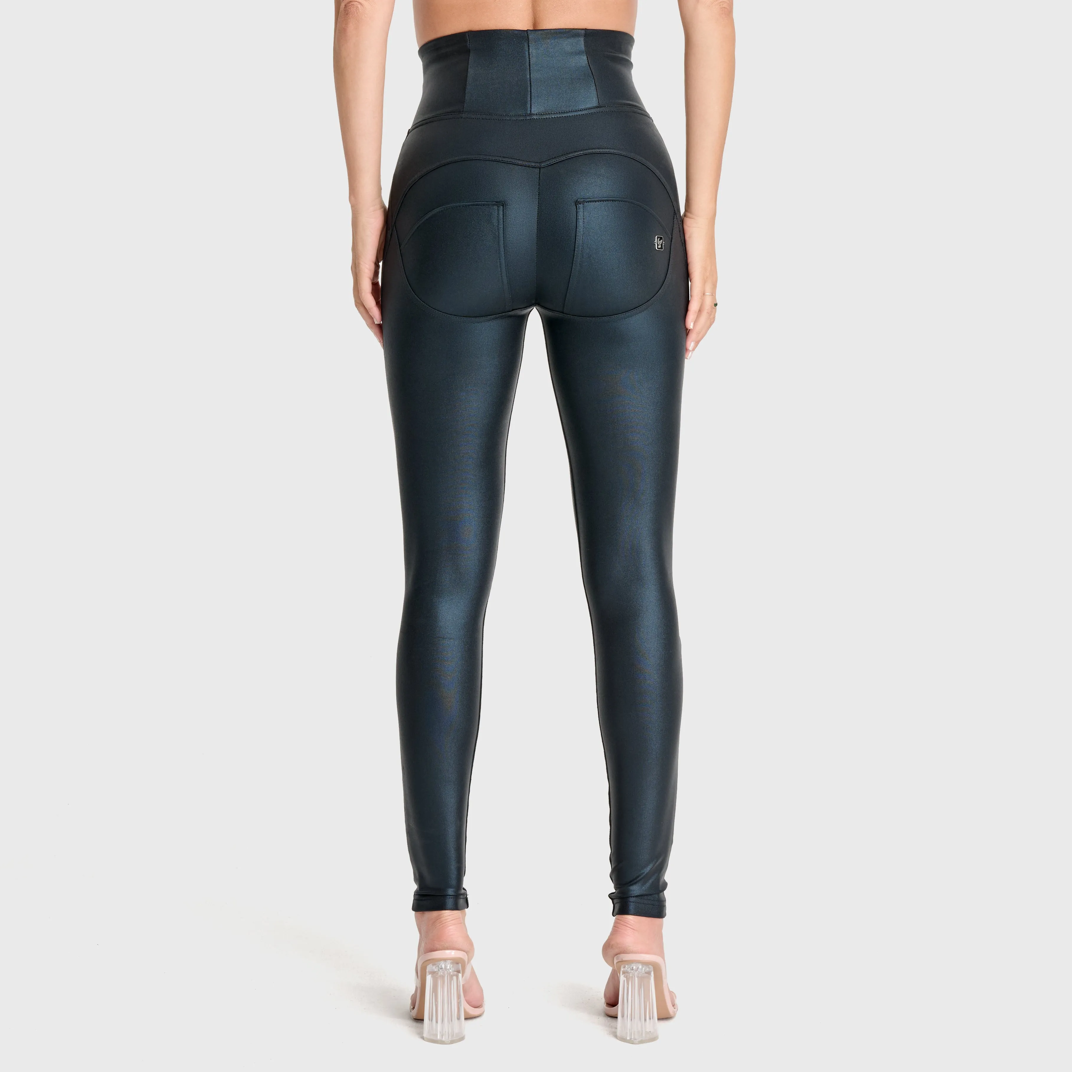 WRUP Luxe Shimmer Pants - Super High Waisted - Full Length - Black - Image 5
