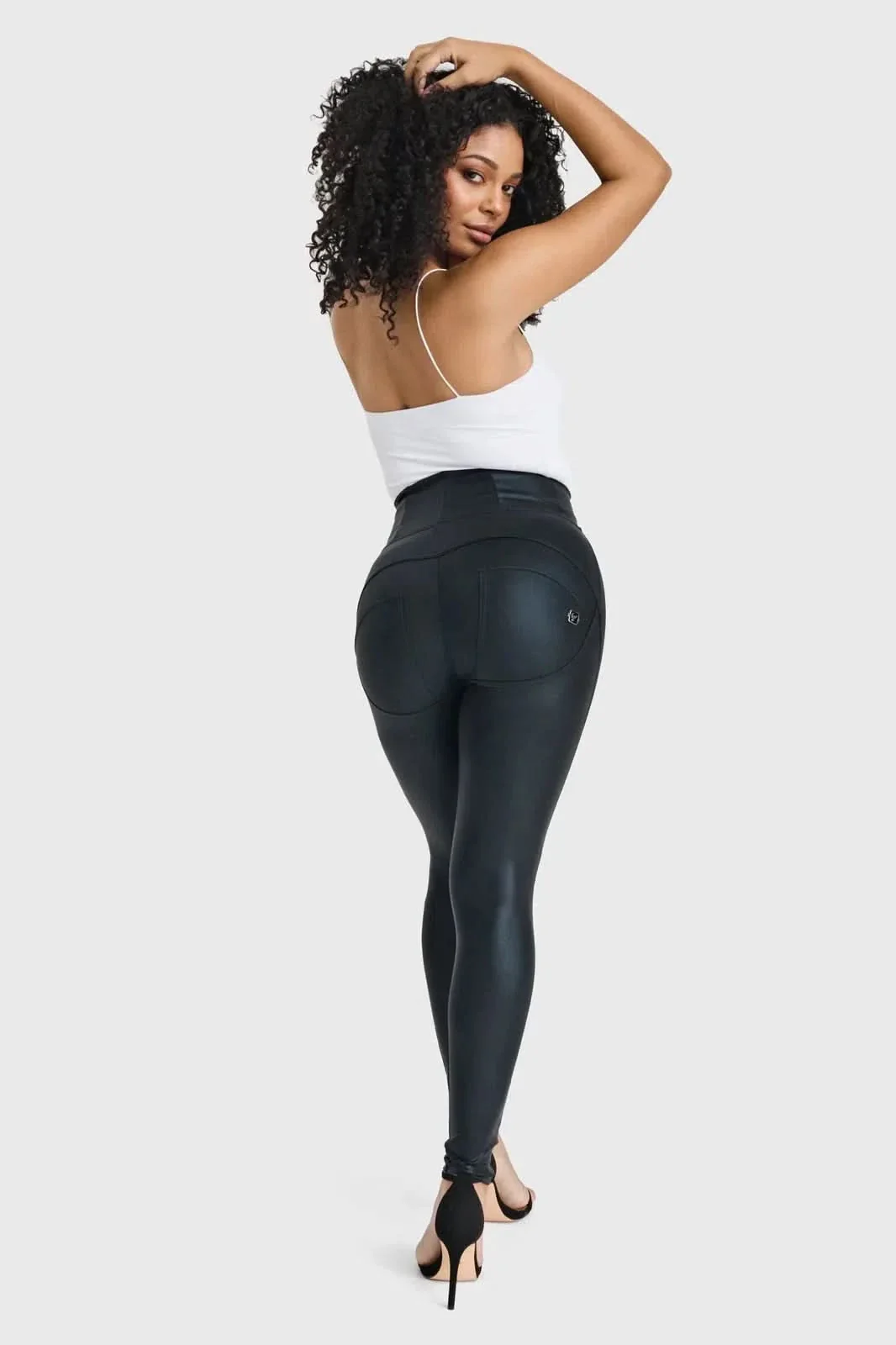 WRUP Luxe Shimmer Pants - Super High Waisted - Full Length - Black - Image 7