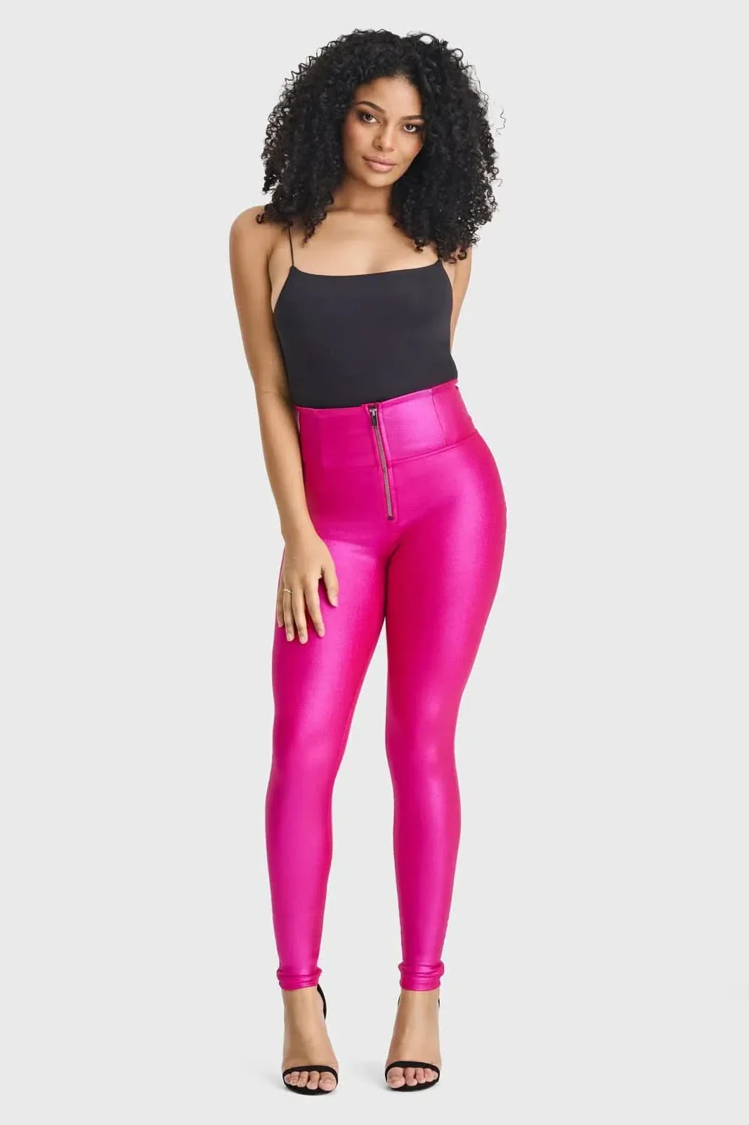 WRUP Luxe Shimmer Pants - Super High Waisted - Full Length - Hot Pink - Image 4