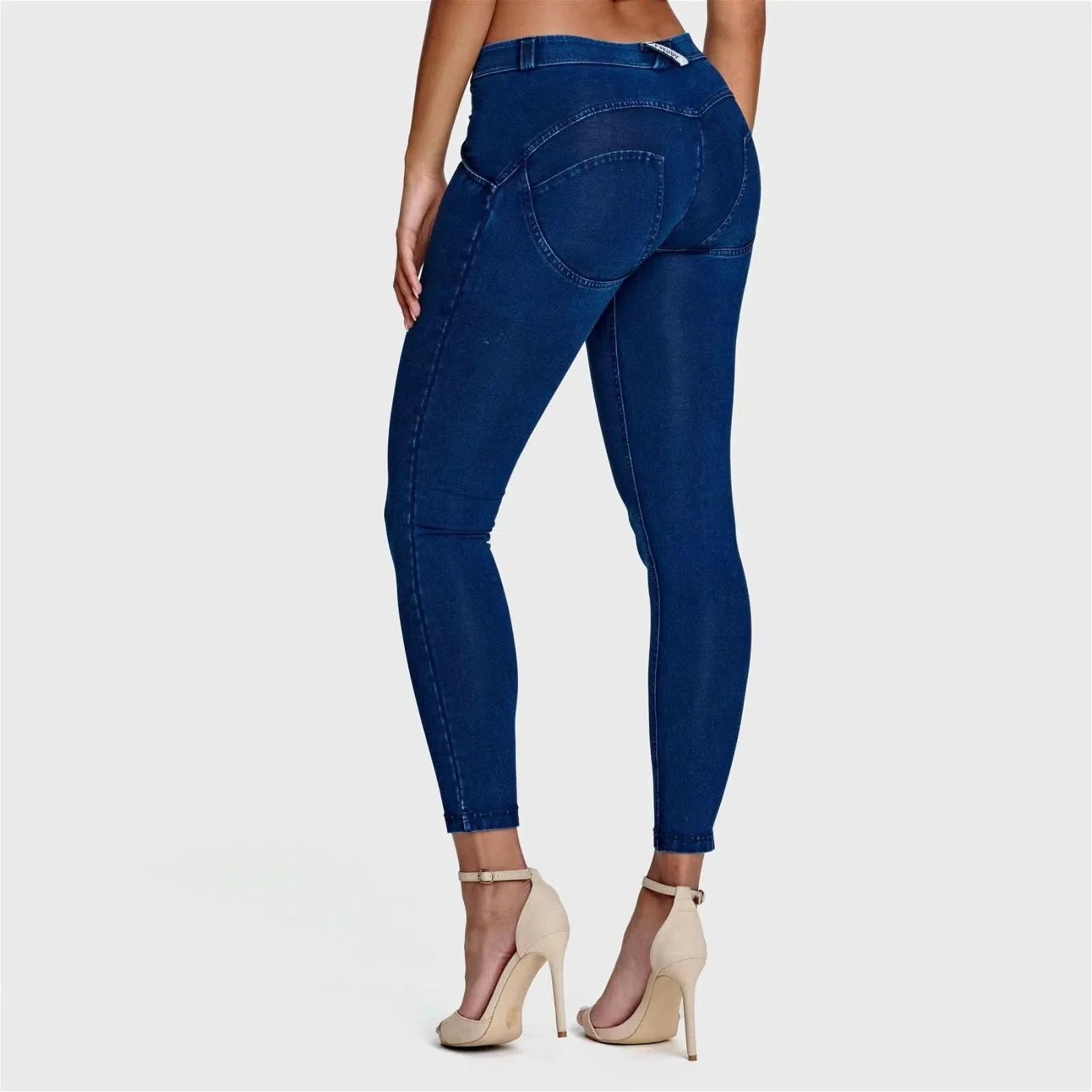WRUP Denim - Mid Rise - 7/8 Length - Dark Blue + Blue Stitching - Image 5
