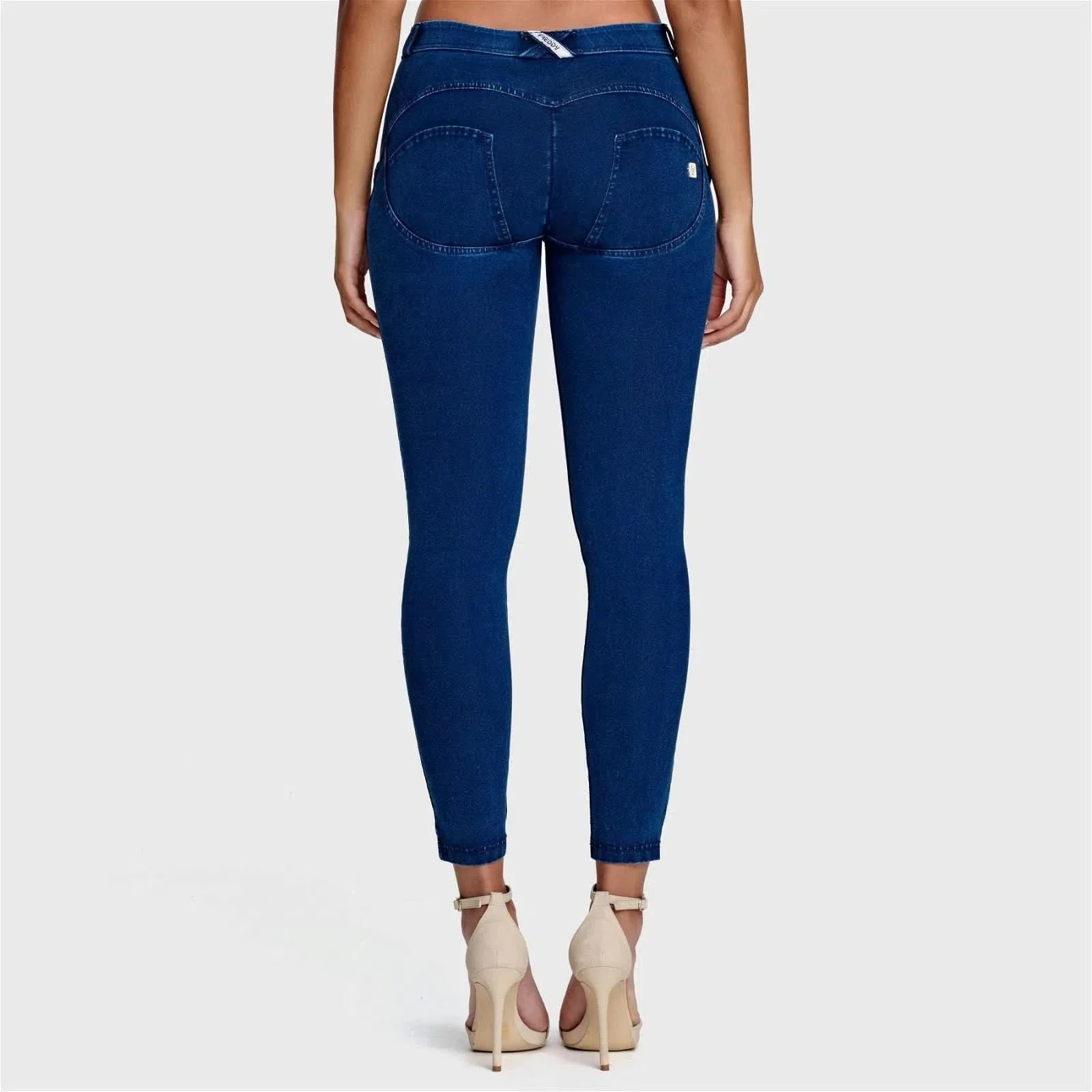 WRUP Denim - Mid Rise - 7/8 Length - Dark Blue + Blue Stitching - Image 6