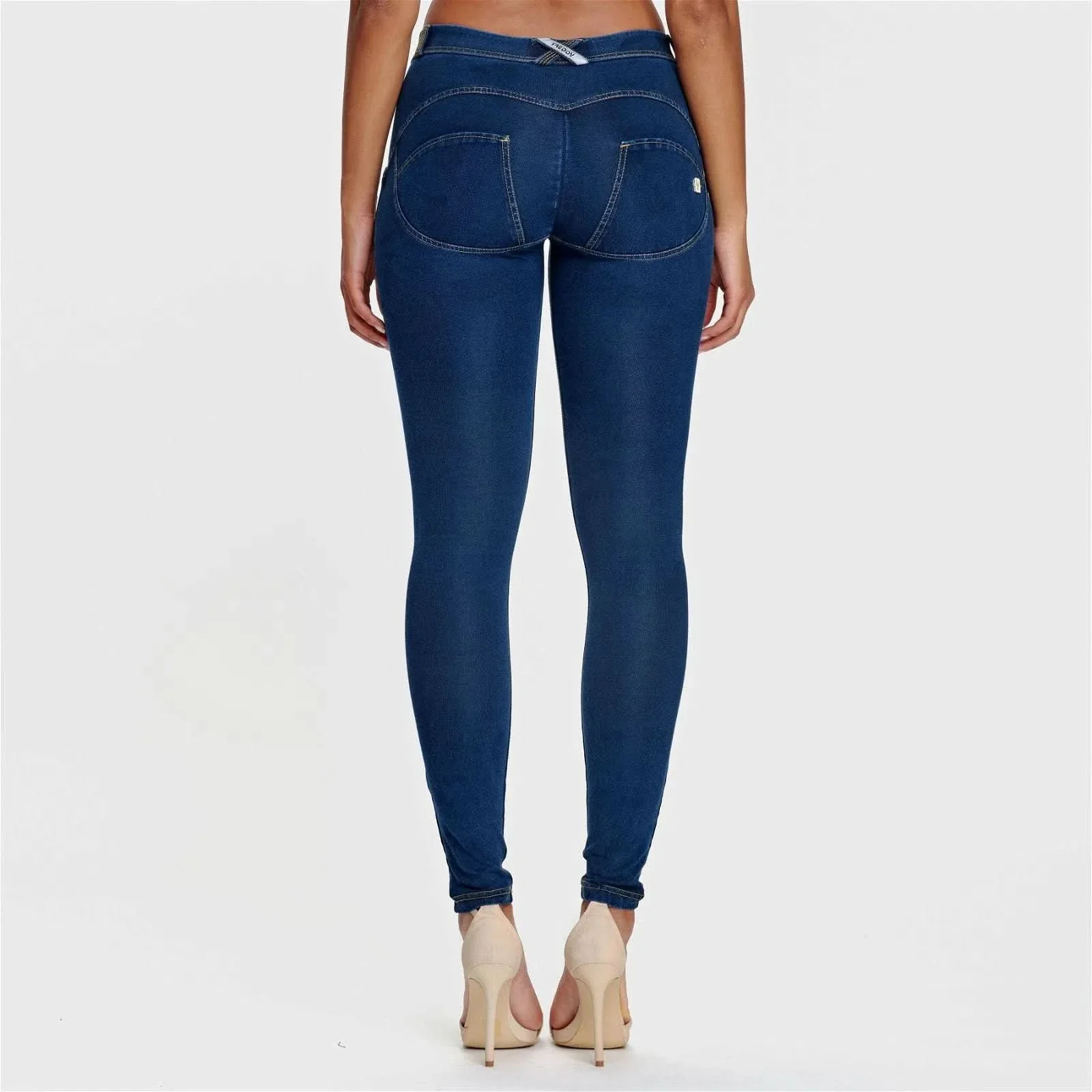 WRUP Denim - Mid Rise - Full Length - Dark Blue + Yellow Stitching - Image 6
