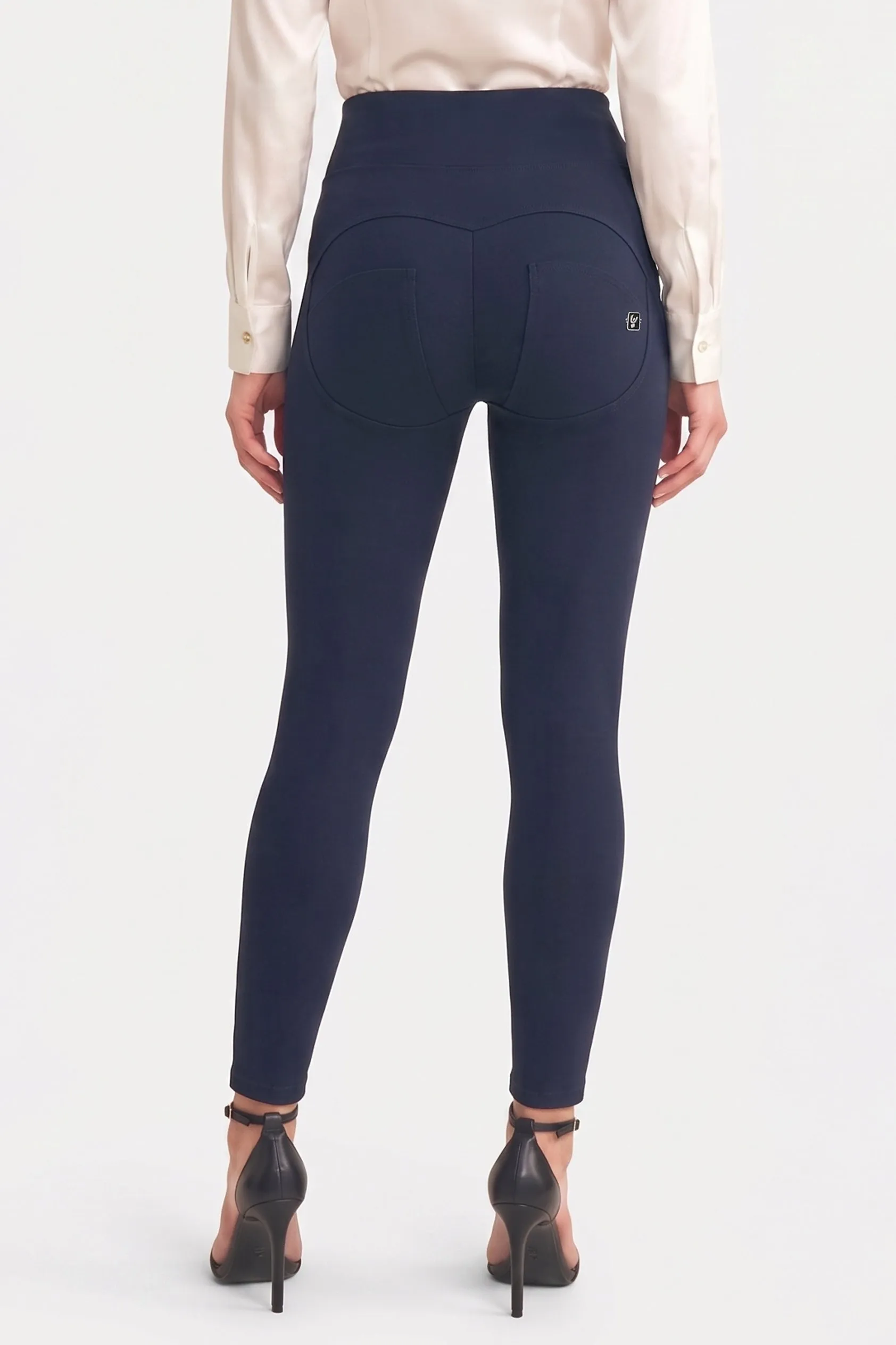 WRUP Military Button Detail Fashion - High Waisted - 7/8 Length - Deep Blue - Image 5