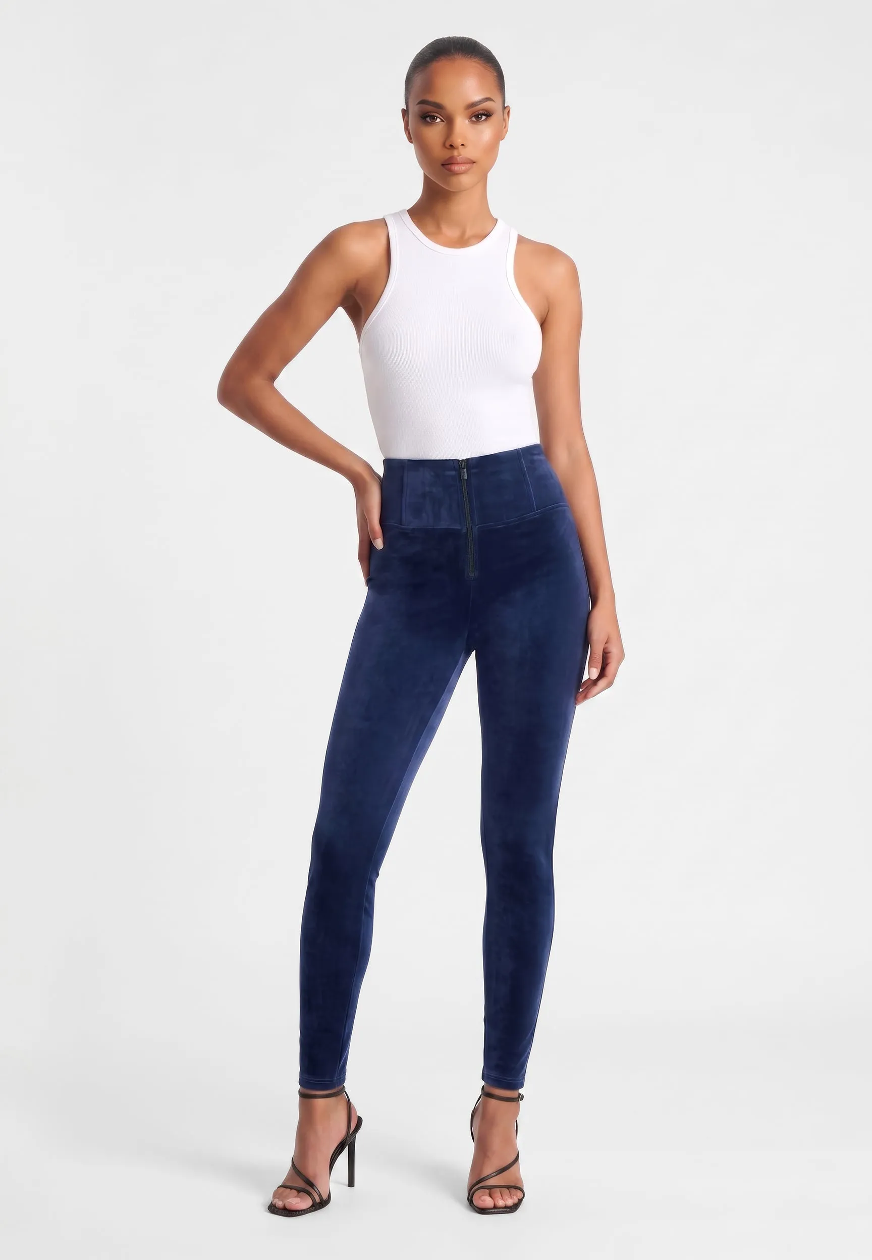 WRUP Velvet - High Waisted - Full Length - Deep Blue - Image 4